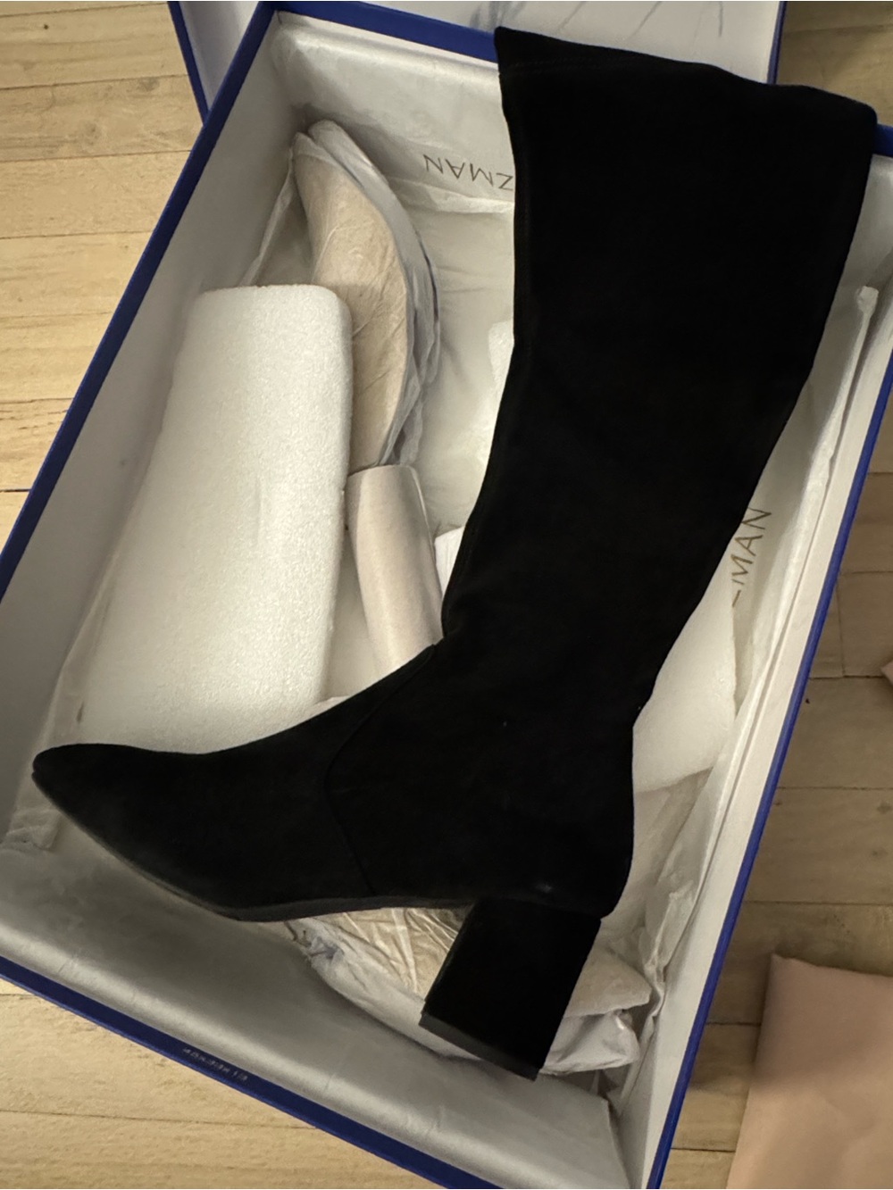 Stuart Weitzman Black Suede Knee-High Block Heel Boots - Women